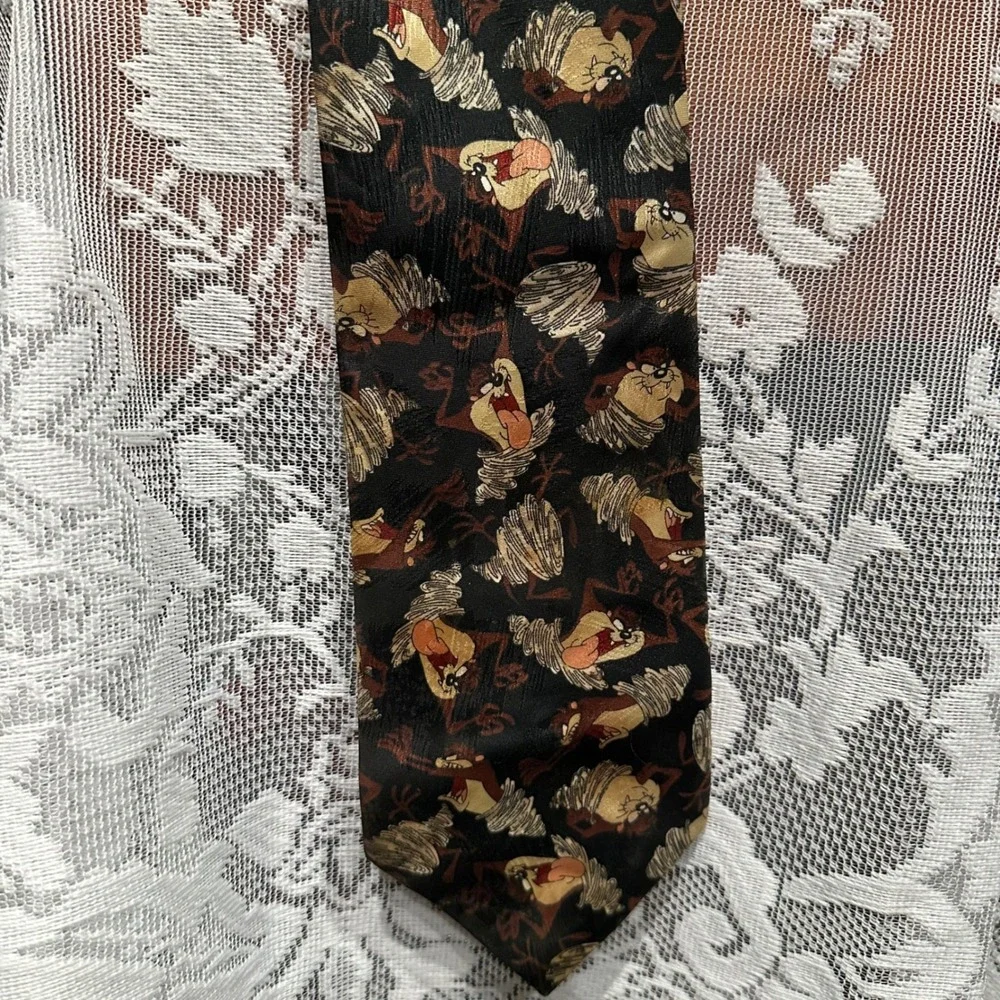 Looney Tunes‎ Necktie Mens OS Black Vintage 1995 Taz Tasmanian Devil Excellent